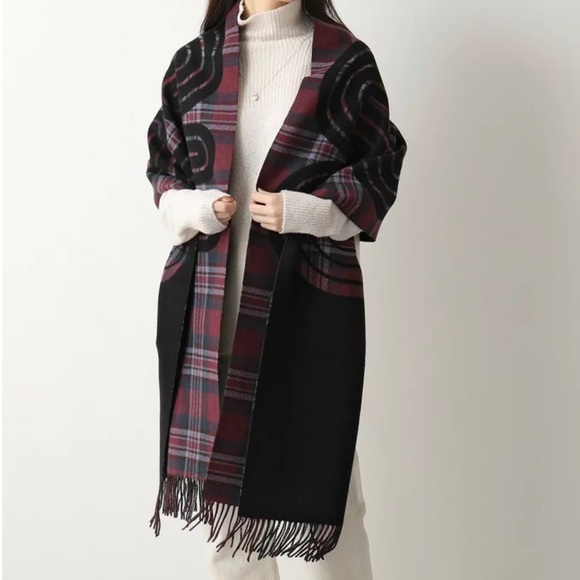 Coach Sporty Plaid Print Oversized Muffler in Vintage Mauve - Picture 2 of 8